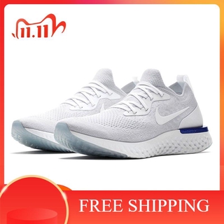 100% ของแท้เดิมแท้ nike epic ปฏิกิริยา f lyknit ผู้ชายรองเท้าวิ่งกลางแจ้งรองเท้าผ้าใบรองเท้าสีดำสีเทาลื่นระบายอากาศ