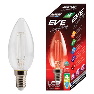 ✨โดนใจ✨ หลอดไฟLED หลอด FILAMENT CANDLE 4 วัตต์ สีแดง E14LED FILAMENT BULB CANDLE 4W RED E14 หลอดไฟและอุปกรณ์ โคมไฟและอุป