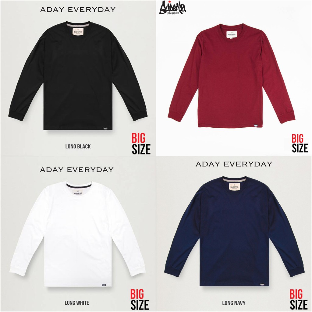🔥โล๊ะ SALE🔥เสื้อแขนยาว 3XL 4XL ไซส์ใหญ่ ( จั้มแขน ) สีกรม ดำ ขาว เลือดหมู BLB