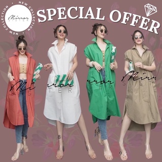 MiRRoRSiSTER’s NaBë DReSS SHiRT #10519.18 เดรสเชิ้ต เดรสเชิ้ตแขนกุด เชิ้ตยาว เดรสเชิ้ตยาว เดรสคอปก เดรสเชิ้ตใส่ได้ทุกวัน