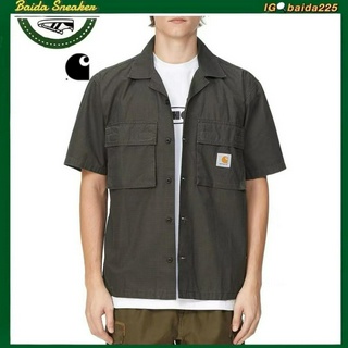 Carhartt WIP เสื้อเชิ้ตแขนสั้นคลาสสิก ปักโลโก้มีกระเป๋า