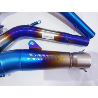 คอท่อสแตนเลส Exciter 150 สีไทเท พร้อม ปลายท่อ AKA สีไทเท  ปลายโค้ง เสียงแน่น