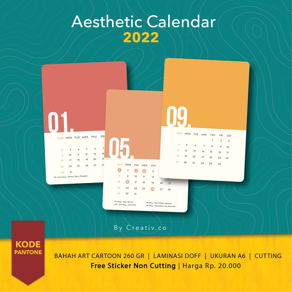 2024 PANTONE ASTHETIC CALENDAR [ติด CALENDAR] [WALL CALENDAR]