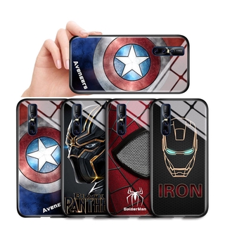  For Vivo X60 X50 Pro 5G X9 X9s V5 Plus Marvel เคสโทรศัพท์กระจกเทมเปอร์ฝาหลัง เคสโทรศัพท์ Cover