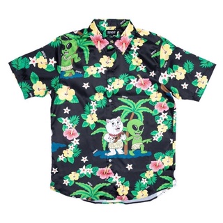 SLUM LTD - RIPNDIP SM22 Aloha Nerm Short Sleeve Button Up Black