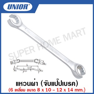 Unior ประแจแหวนผ่า (จับแป๊ปเบรค) ขนาด 6 เหลี่ยม และ 12 เหลี่ยม รุ่น 183 (183/2) (Open Ring Wrenches)