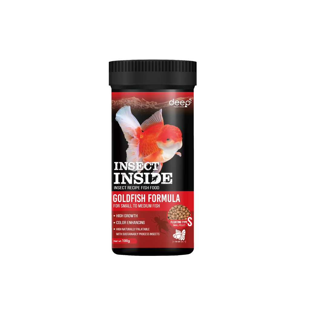 Deep Insect Inside อาหารปลาทองทุกสายพันธุ์ สูตรเร่งโต&เร่งสี เม็ดลอย  (ขนาด100 กรัม)