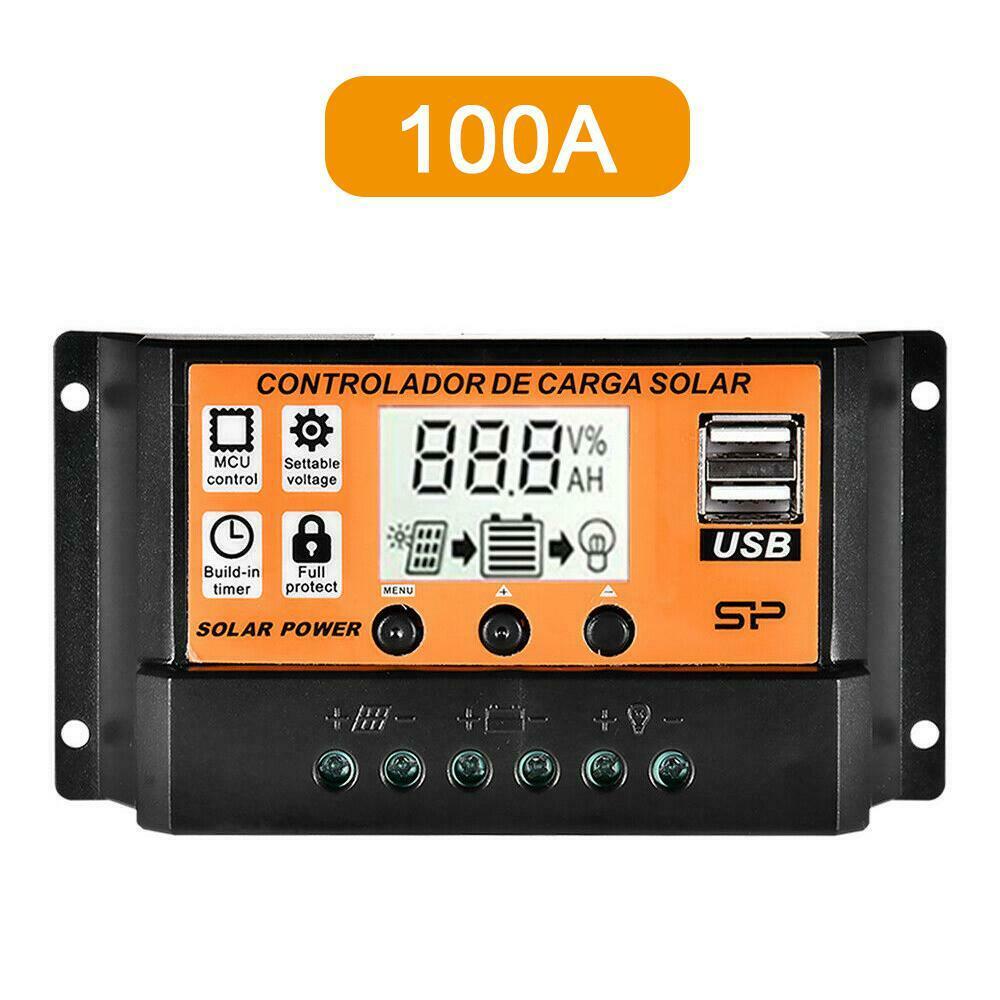100A LCD MPPT/PWM Solar Panel Battery Regulator Charge Controller Dual USB