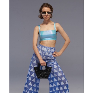 The SRT X7 Holographic Crop Top Bra (TBL105) เสื้อครอปสายเดี่ยวทรงบรา ผ้ายืด สีโฮโลแกรม