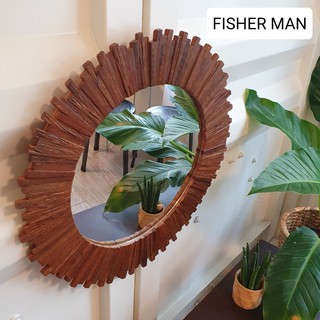 กระจกติดผนัง กระจกแขวน กระจกไม้สักแขวนไม้สัก Mirror Wood hanging