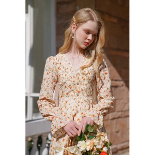 015 Sweet Peach : Orange Tulip Dress เดรสยาวสีส้มสดใส