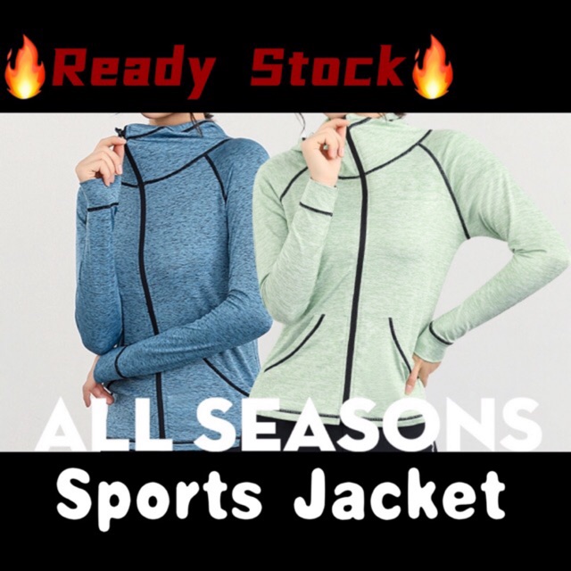 [W1897] ผู้หญิงs Slim Fit Running Jacket แขนยาวสุภาพสตรีสบายๆกีฬา Hoodie พร้อมซิปด้านข้างกระเป๋าเสื้