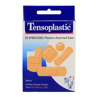 Tensoplastic 20 Embossed เทนโซพลาสติค พลาสเตอร์ ปิดแผล สีเนื้อ 5 ขนาด จำนวน 1 กล่อง บรรจุ 20 ชิ้น 09208