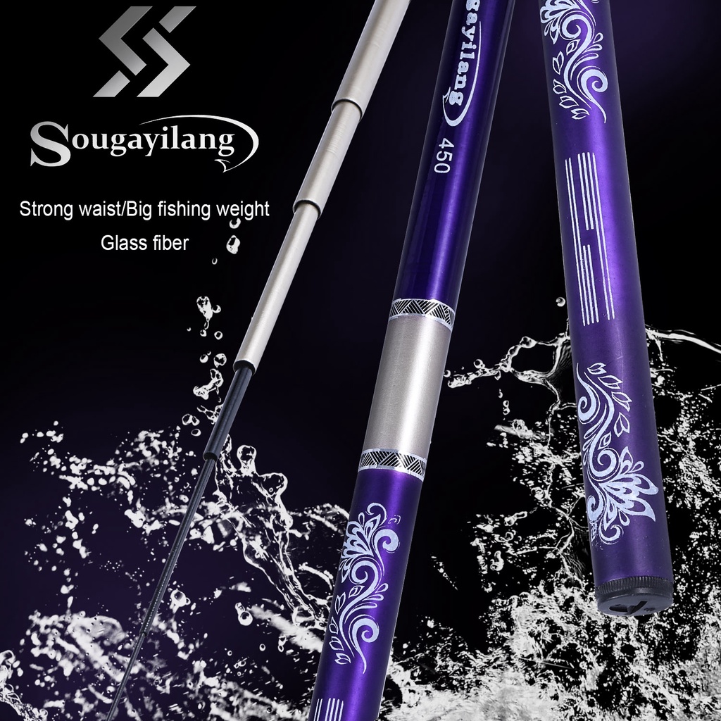 SOUGAYILANG คันชิงหลิว คันเบ็ดตกปลา ไฟเบอร์กลาส น้ำจืด อุปกรณ์ตกปลา คันเบ็ด 3.6 ม. 4.5 ม. 5.4 ม.