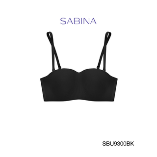 SABINA BRALESS  เสื้อชั้นใน Invisible Wire (ไม่มีโครง) Body Bra The Series (เกาะอก) Seamless Fit รุ่น Pretty Perfect รหัส SBU9300BK สีดำ