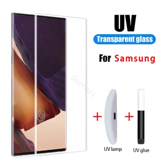 ฟิล์มกระจก กาว uv Samsung Galaxy ss S23 S22 S21 Note 20 Ultra S20 S10 S9 S8 10 9 8 Plus 5G 4G 2022