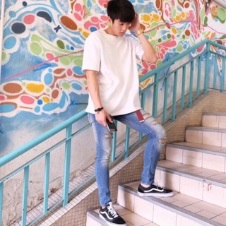 Artery Jeans ยีนส์ผ้ายืดทรงเดฟ Super Skinny /ขายาวเอวต่ำ /กีดขาด(ยีนส์ซีด)