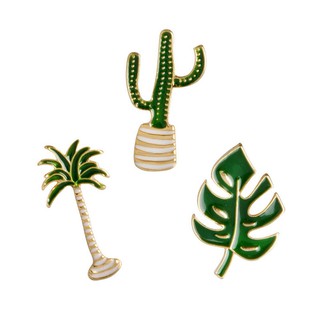 Simple Cartoon Green Plant Coconut Tree Mexican Cactus Leaf  Brooch Pins