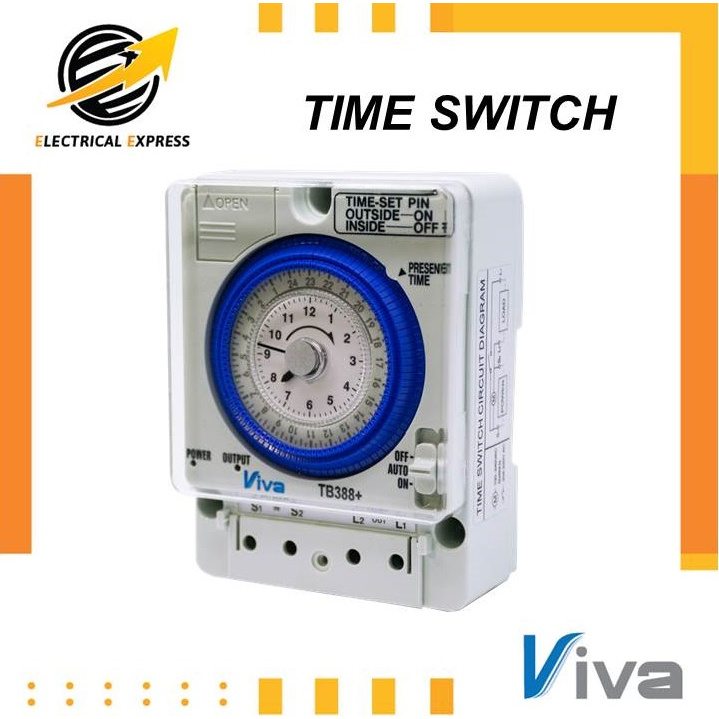 VIVA TB388+(Timer Switch) นาฬิกาตั้งเวลา 24 ชั่วโมง รุ่น TB388+ มีแบตเตอรี่ในตัว สำรองไฟได้ 300 ชั่ว