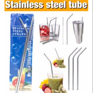 Stainless Steel หลอดสแตนเลสแพ็ค 2 ชิ้นพร้อมแปรงล้างหลอด 1 ชิ้น