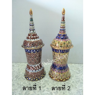 โกศเบญจรงค์ เต็มใบ ทรงกลม สูง 12 นิ้ว