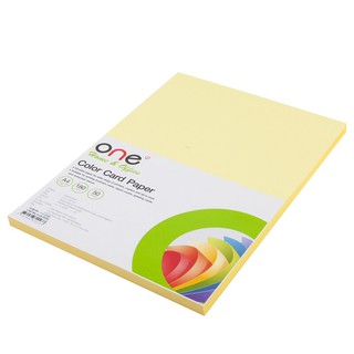 กระดาษการ์ดสี A4 180 แกรม สีเหลือง (50แผ่น) ONE A4 180 grams of color card paper, yellow (50 sheets) ONE