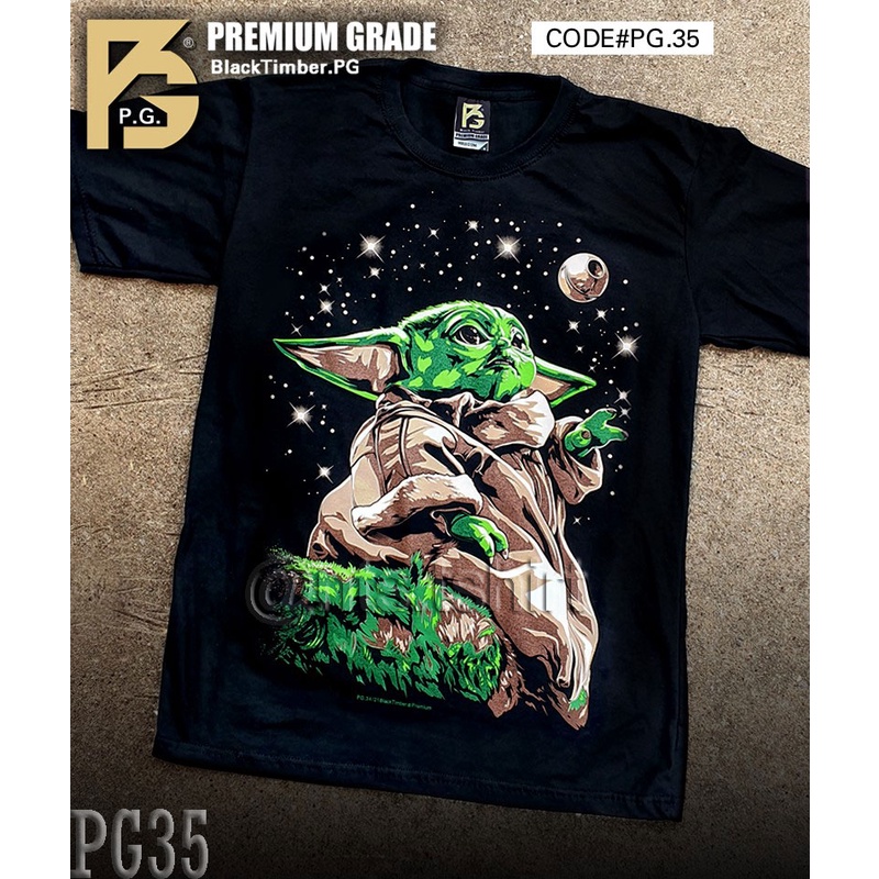 PG 35 baby yoda mandalorian frog eggs เสื้อยืด ลายหนังซีรี่ย์ สีดำ สกรีนแน่น ผ้านุ่ม cotton100% S M L XL XXL