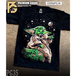 เสื้อยืดผ้าฝ้ายพรีเมี่ยม PG 35 baby yoda mandalorian frog eggs เสื้อยืด ลายหนัง สกรีนลาย ผ้าหนา Movie BT Black Timber S