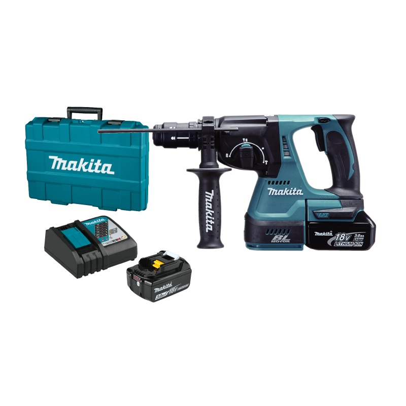 [คอมโบเซ็ต] MAKITA DHR243RFE : โรตารี่ไร้สาย 3 ระบบ 18V 24 มม. Quick Change Drill Chuck