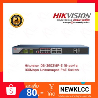 Hikvision DS-3E0318P-E 16-ports 100Mbps Unmanaged PoE Switch 16x10/100Mbps Auto-MDIX PoEports