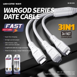 ของแท้👍🏻WEKOME WDC-153 สายชาร์จชาร์จ Super fast charging 3IN1Cable 3 A ชาร์จได้ทุกรุ่น พร้อมส่ง