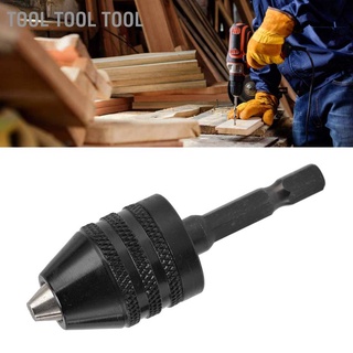 Tool Tool อะแดปเตอร์แปลงดอกสว่าน 3 ขากรรไกร 1/4 นิ้ว ก้านหกเหลี่ยม 0.6‐8 มม. สีดํา