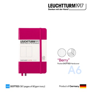 Leuchtturm1917 Pocket (A6) "Berry" Dotted Hardcover Notebook - สมุดโน๊ต Leuchtturm A6 ลายจุด ปกแข็ง สีเบอร์รี่