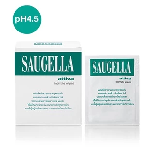 Saugella Attiva / Dermoliquido ผ้าเปียกอนามัย ทำความสะอาด ชนิดพกพา กล่อง 10 แผ่น