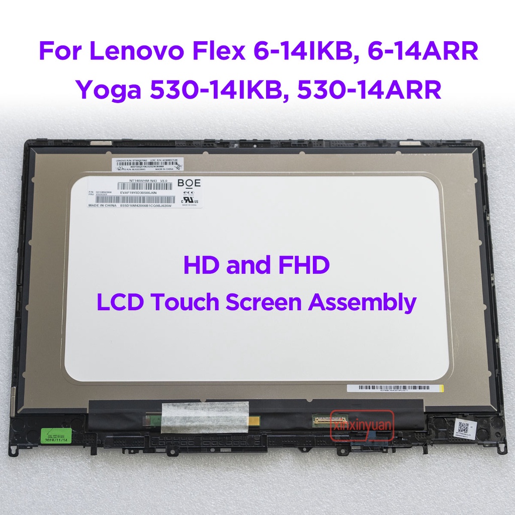 14.0 LCD Touch Screen Digitizer Assembly For Lenovo Yoga 530-14IKB 530-14ARR Flex 6-14IKB 6-14ARR HD FHD Display Replace