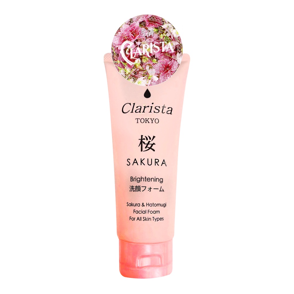 CLARISTA TOKYO SAKURA & HATOMUGI FACIAL FOAM 130 G / ซากุระ & ฮาโตมูกิ เฟเชียล โฟม 130 กรัม