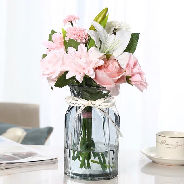 พร้อมส่ง［Becky home shop］แจกันดอกไม้ แก้วโปร่งใสแจกันยุโรปห้องนั่งเล่นที่เรียบง่ายตกแต่งในสไตล์การจัดดอกไม้ - รูปที่ 5