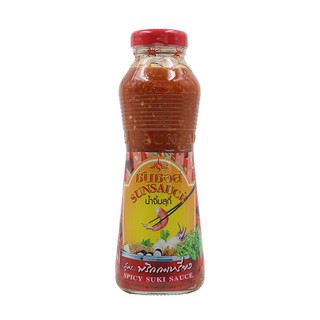 ซันซอสน้ำจิ้มสุกี้สูตรพริกกระเหรี่ยง 380กรัม Sun Sauce Hot Suki Sauce Karen Recipe 380 g.