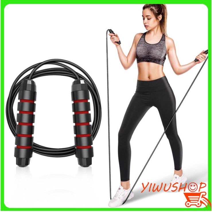 YIWUSHOP ปลีก/ส่ง 10116 เชือกกระโดด ที่กระโดดเชือก ด้ามจับบุนุ่มกระชับมือ สายเสริมความแข็งแรง