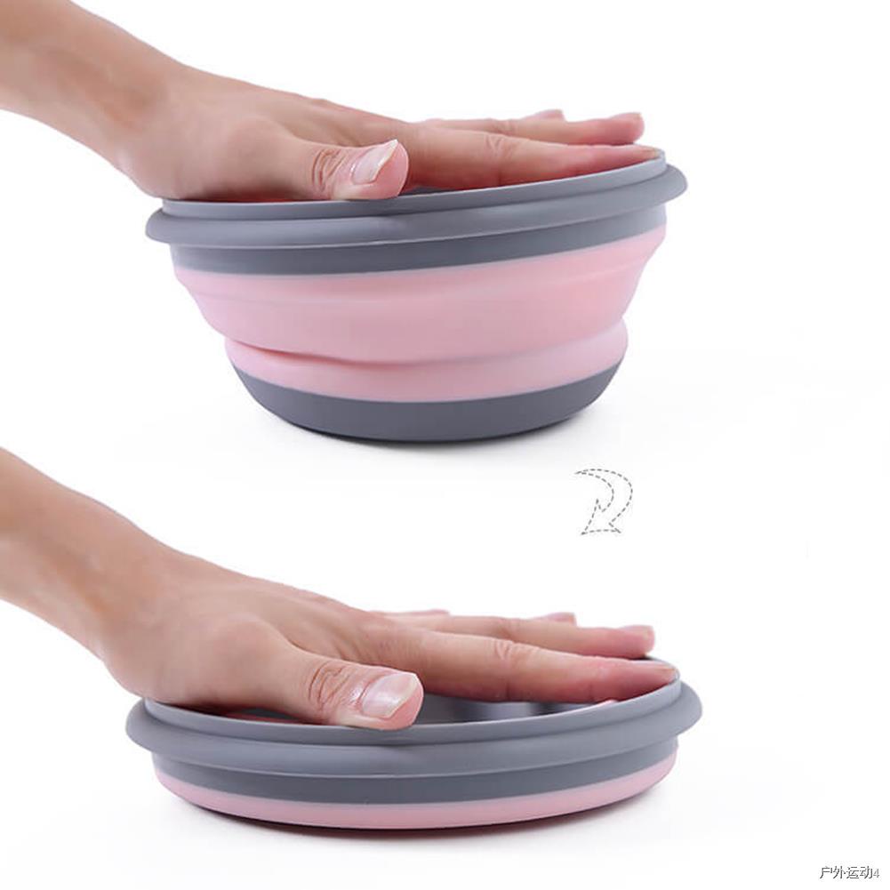 ◕☊3pcs Camping Tableware Folding Bowl Outdoor Tableware Sets Lunch Box Portable Salad Bowl With Lid For Nature Hike Cook