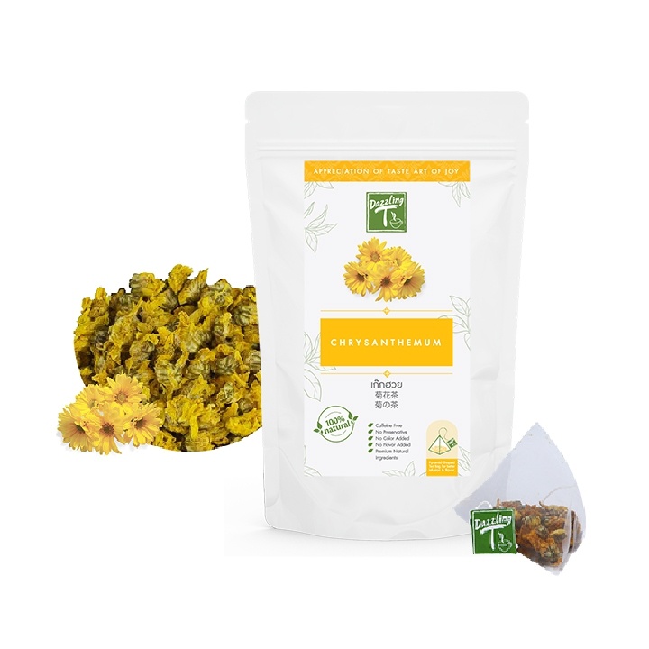 ชาดอกเก็กฮวย CHRYSANTHEMUM (Dazzling-T) ช่วยบำรุงตับ ป้องกันโรคความดันสูง ชนิด Loose & Tea Bag มีอย.