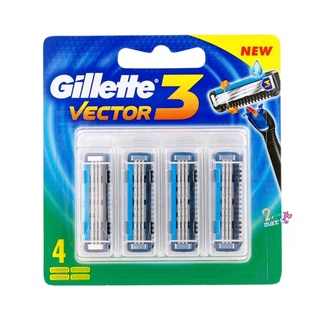 (สินค้าหมด) Gillette ยิลเลตต์ เวคเตอร์ 3  Vector 3  ใบมีดโกนหนวด สำรอง แพ็ค 4 ชิ้น