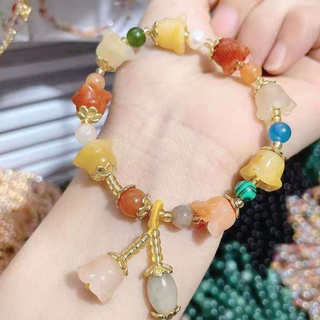 สร้อยข้อมือหยก ผ้าไหมอาเกตธรรมชาติ ลายฟักทอง น้ําเต้า