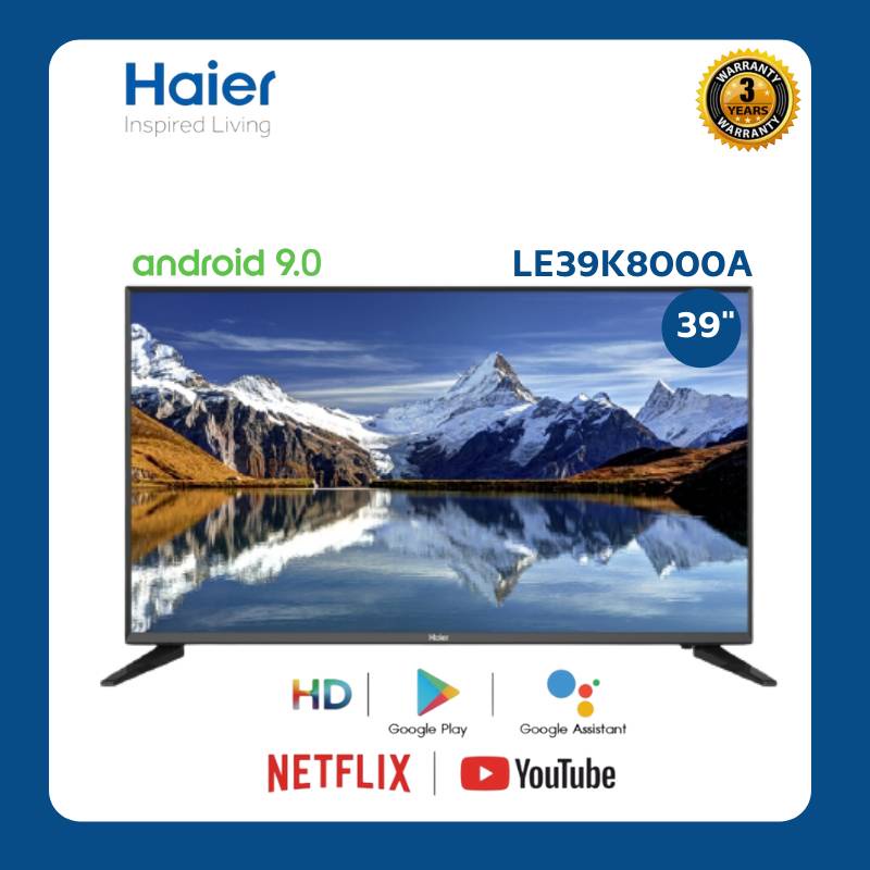 Haier  สมาร์ททีวี 40นิ้ว ระบบ android 9.0 tv led smart tv wifi youtube NETFLIX Goolgle Play Digital TV สั่งการด้วยเสียง