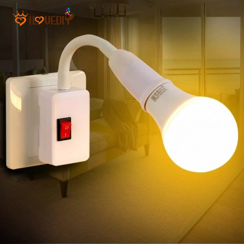 อะแดปเตอร์ซ็อกเก็ตหลอดไฟ 110-220V E27 พร้อมสวิตช์เปิด ปิด ปรับได้