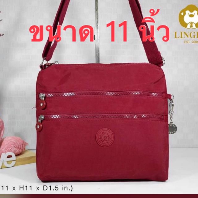 🎒💼👛กระเป๋าสะพายผ้าร่มสีพื้น รุ่น LK-8630 ขนาด 11"  มีทั้งหมด 5 ซิป