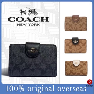 COACH C0082 หนังแท้ กระเป๋าสตางค์สุภาพสตรี กระเป๋าใส่เหรียญ กระเป๋าสตางค์ใบสั้น กระเป๋าสตางค์สองพับ