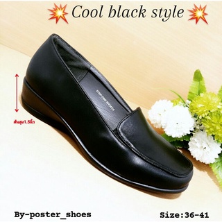 💥 Cool black style 💥คัชชูส้นเตารีดทรงสวยดูดีมีสไตล์ส้นสูง 1.5นิ้ว