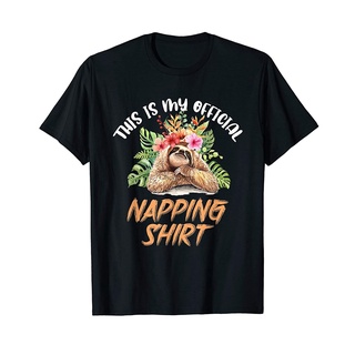 ROUNDคอลูกเรือNeckเสื้อยืด พิมพ์ลายคําพูดตลก Lazy Sloth Official Napping-4XL