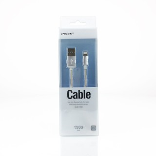 PISEN สายชาร์จ Lighting Data Sync Charging Cable With Double-sided USB Interface ยาว 1000 mm แบบ 2 in 1 - สีเงิน